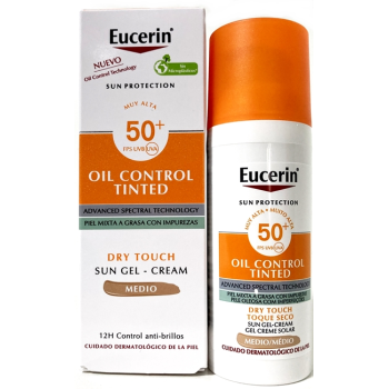 Eucerin Sun Face Oil Control Gel-Crema FPS 50+|Protector Solar Tono Medio|.-50 ml.